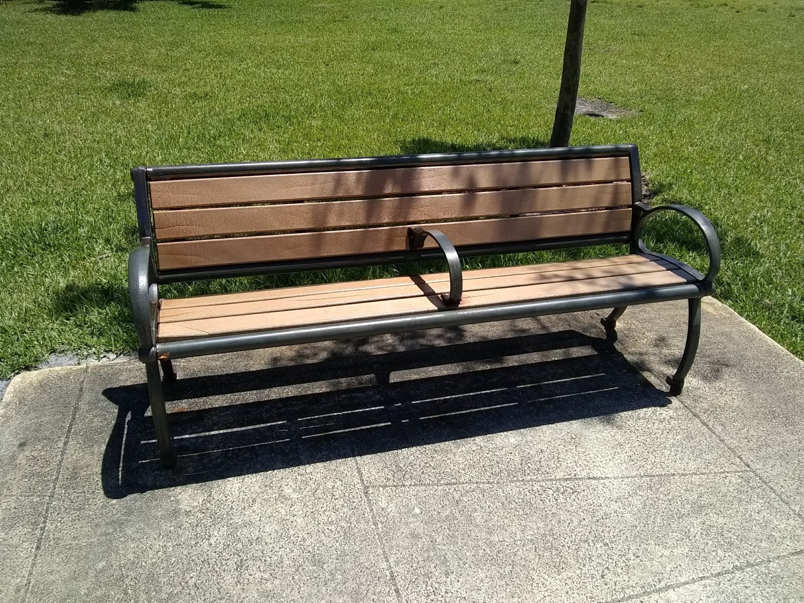 Park Bench with Lay Barrier